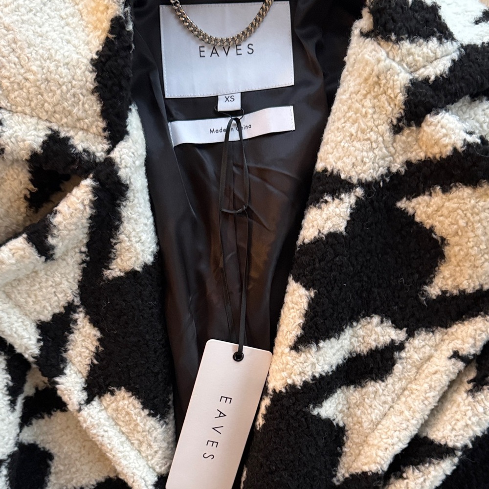 Eaves Sandro Black and Cream Teddy Jacket New With Tags - Picture 2 of 3